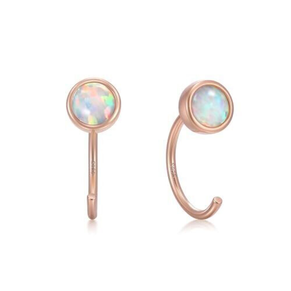 2323 Backless Earrings 18K Rose Gold Plated 925 Sterling Silver Half Huggie